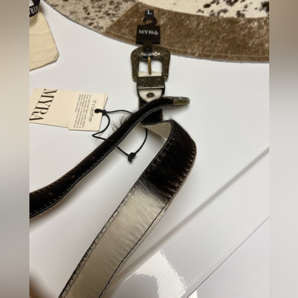 NWT Myra Bag Leather and Hair on Hide Belt. Black and White. - Picture 7 of 8